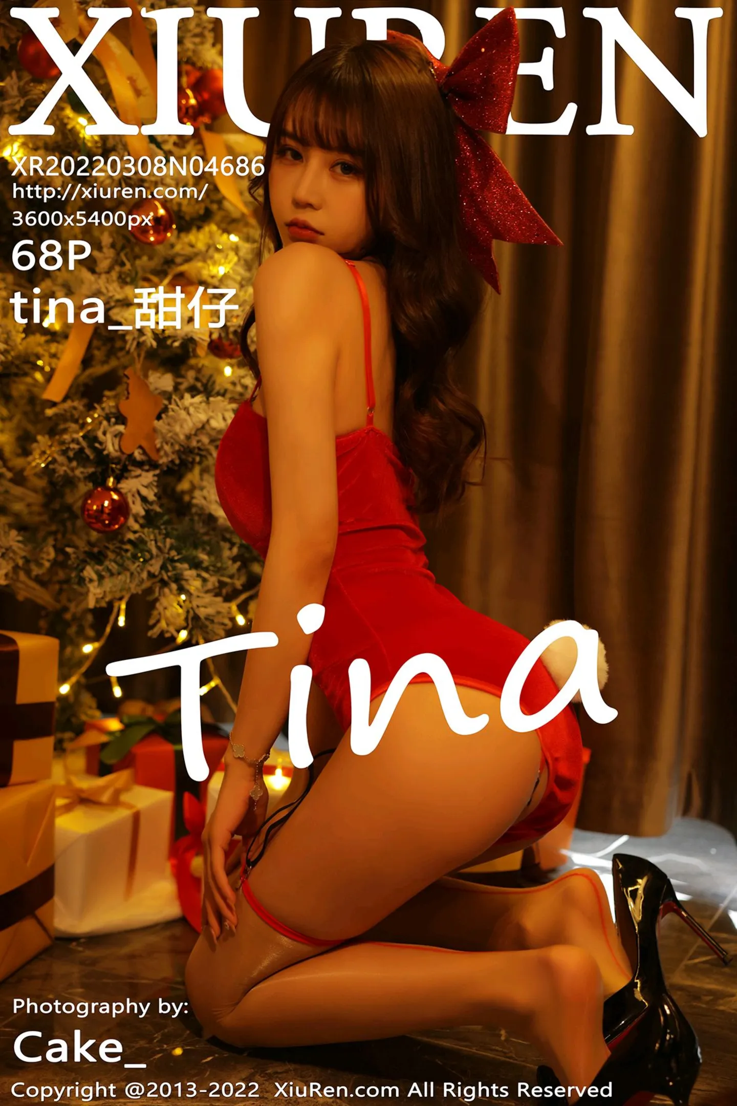 [XiuRen秀人网]VOL.4686 模特tina 甜仔私房性感红色吊带配闪亮肉丝吊袜完美诱惑写真68P-秀人网官方网站